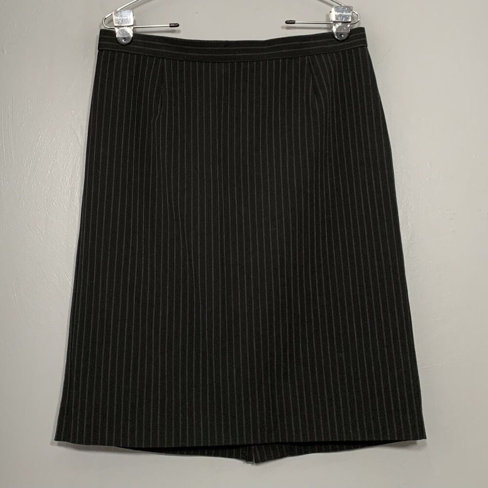 Vtg Briggs New York Size 12 Black Pinstripe Career Skirt Classic Office Siren
